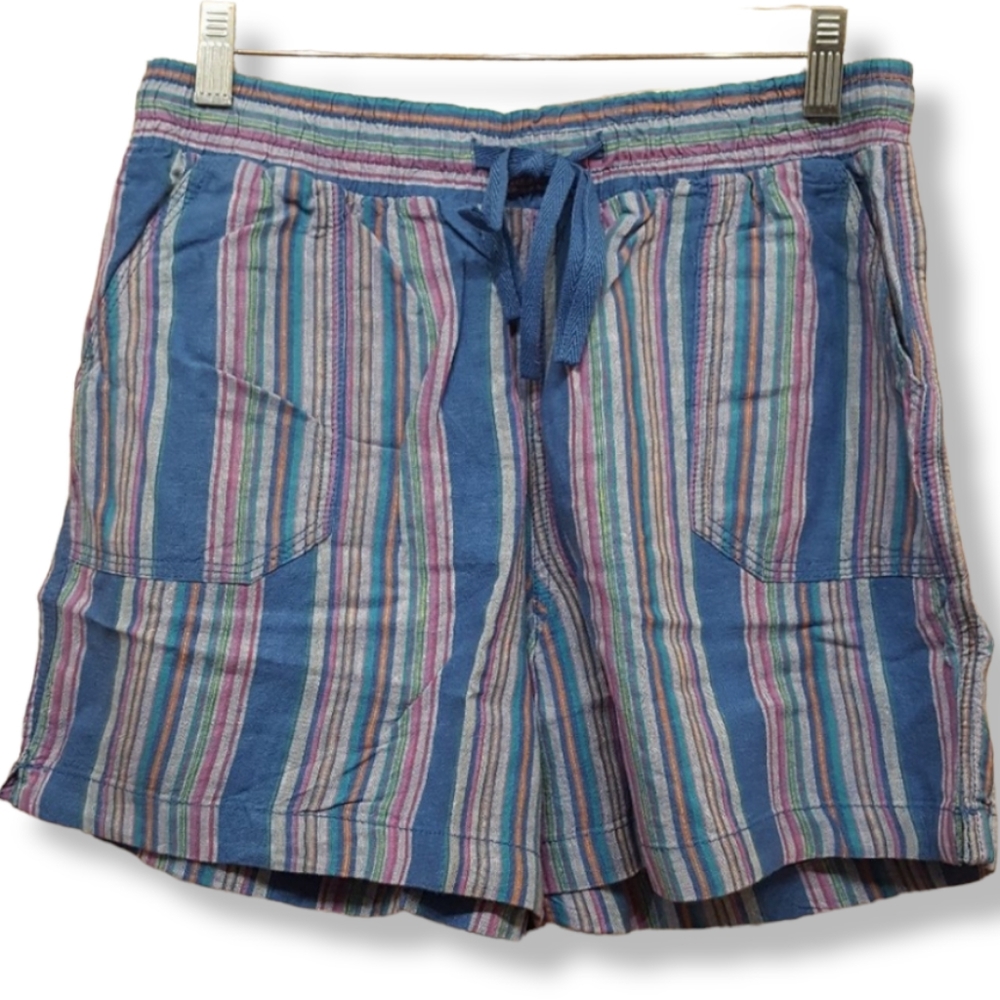 Cato Shorts Vivid Blue Stripe Linen/Rayon Size Small